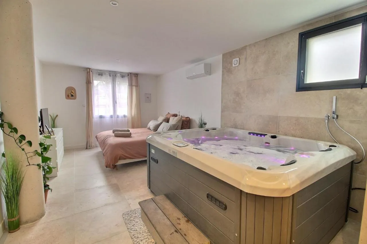 Garden & Spa Camélia : jacuzzi et chambre, love room à Bourges